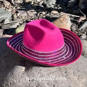 Beautiful Candy Did It! Cowgirl Bling Crystal Encrusted Pink Cowgirl Hat Pink Rhinestone Cowgirl Hat. Western Wedding. Country  main image 3